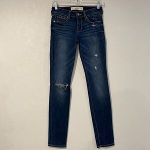 Abercrombie & Fitch Distressed Skinny Jeans Women’s W25 L29 Dark Wash Ripped Kne